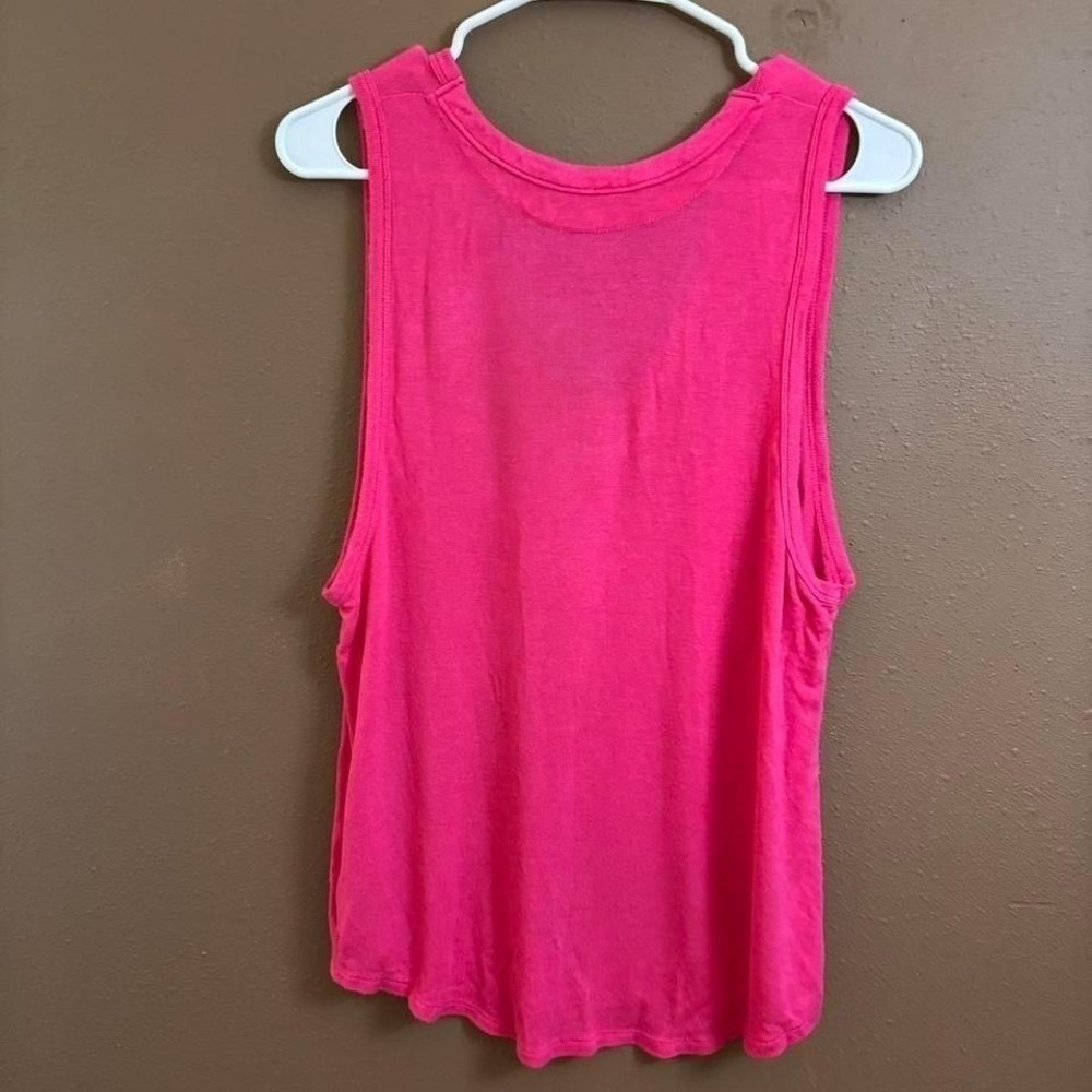 Free People We The Free Hot Pink Scoop Neck Tank Top Large  Boho Fuchsia - Picture 2 of 4